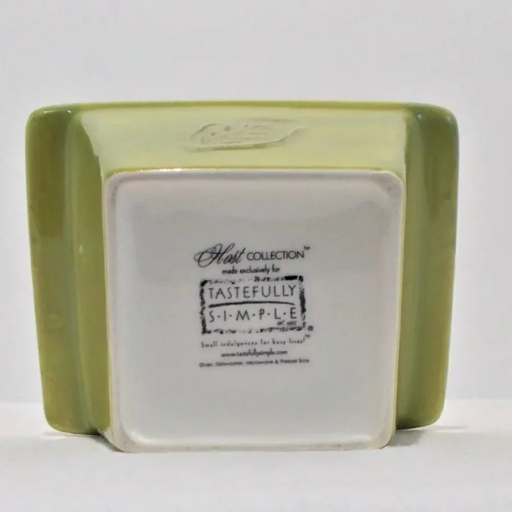 Tastefully Simple HOST COLLECTION Green Square DIP BOWL / OVEN BAKING DISH